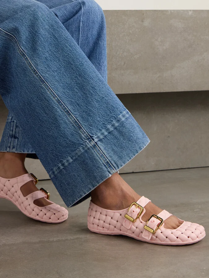 Bottega Veneta - Amy Intrecciato Rubber Mary Jane Flats - Pink - Image 2