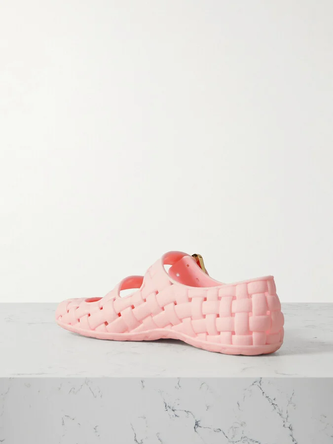 Bottega Veneta - Amy Intrecciato Rubber Mary Jane Flats - Pink - Image 3
