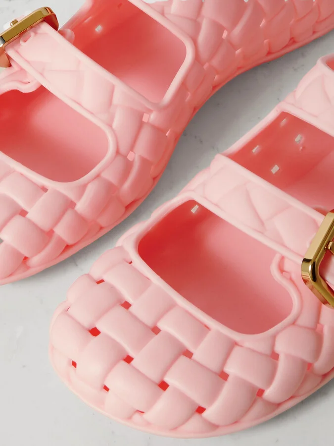 Bottega Veneta - Amy Intrecciato Rubber Mary Jane Flats - Pink - Image 4
