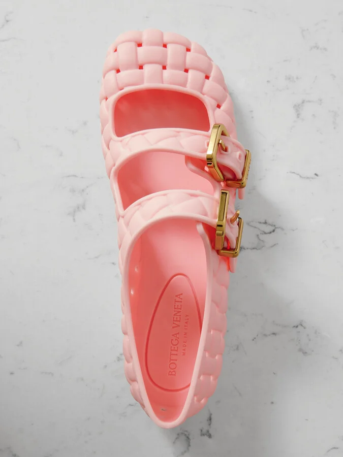 Bottega Veneta - Amy Intrecciato Rubber Mary Jane Flats - Pink - Image 5