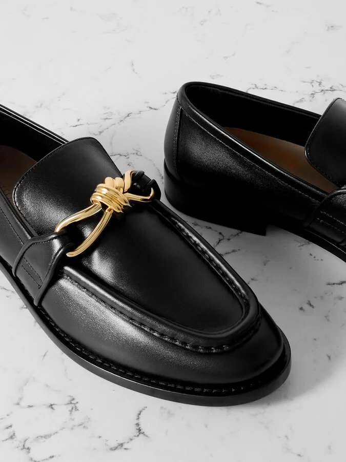 Bottega Veneta - Astaire Embellished Leather Loafers - Black - Image 4