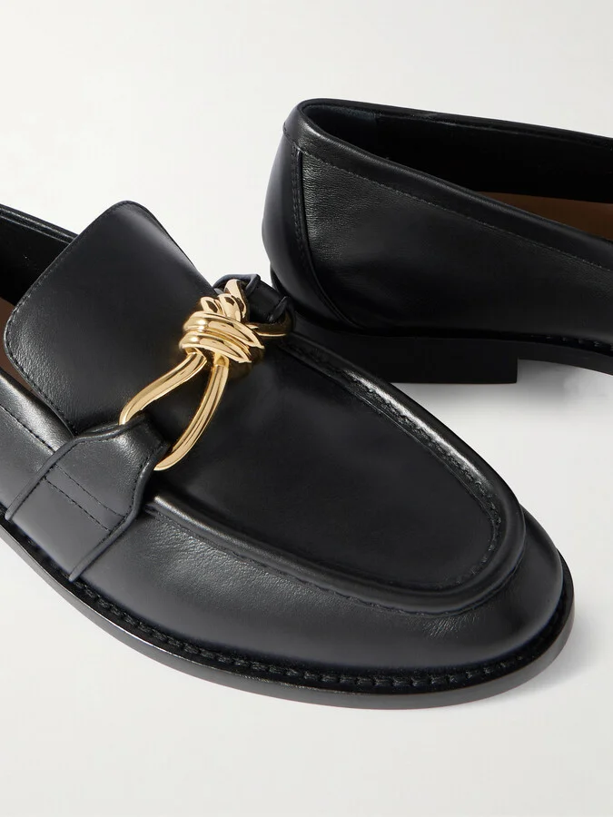 Bottega Veneta - Astaire Embellished Leather Loafers - Black - Image 4