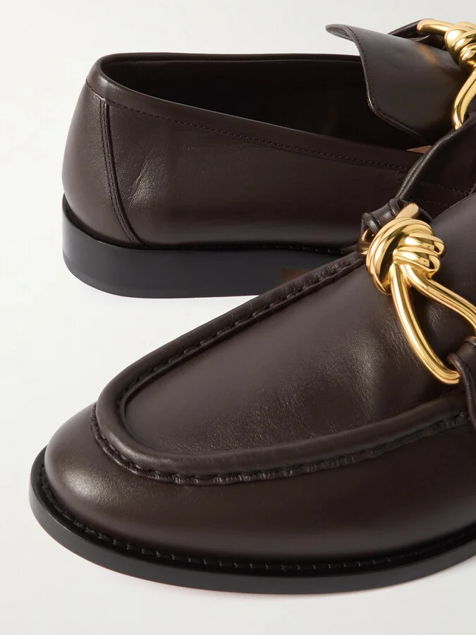 Bottega Veneta - Astaire Embellished Leather Loafers - Brown - Image 4