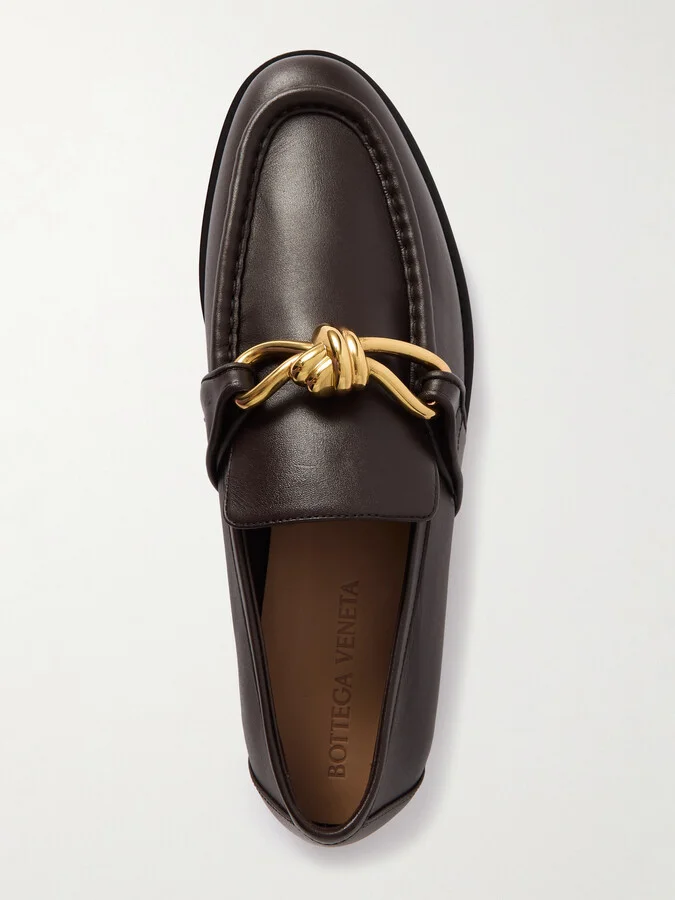 Bottega Veneta - Astaire Embellished Leather Loafers - Brown - Image 5