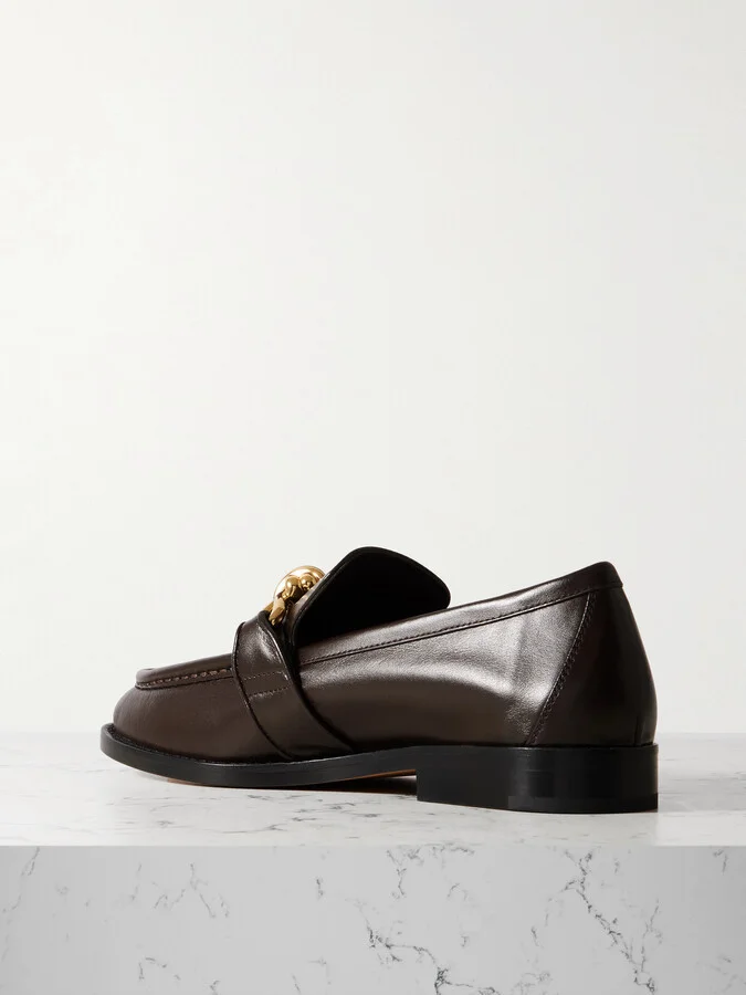 Bottega Veneta - Astaire Embellished Leather Loafers - Brown - Image 3