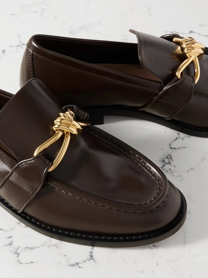 Bottega Veneta - Astaire Embellished Leather Loafers - Brown - Image 4