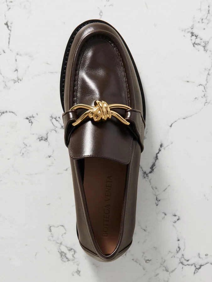 Bottega Veneta - Astaire Embellished Leather Loafers - Brown - Image 5