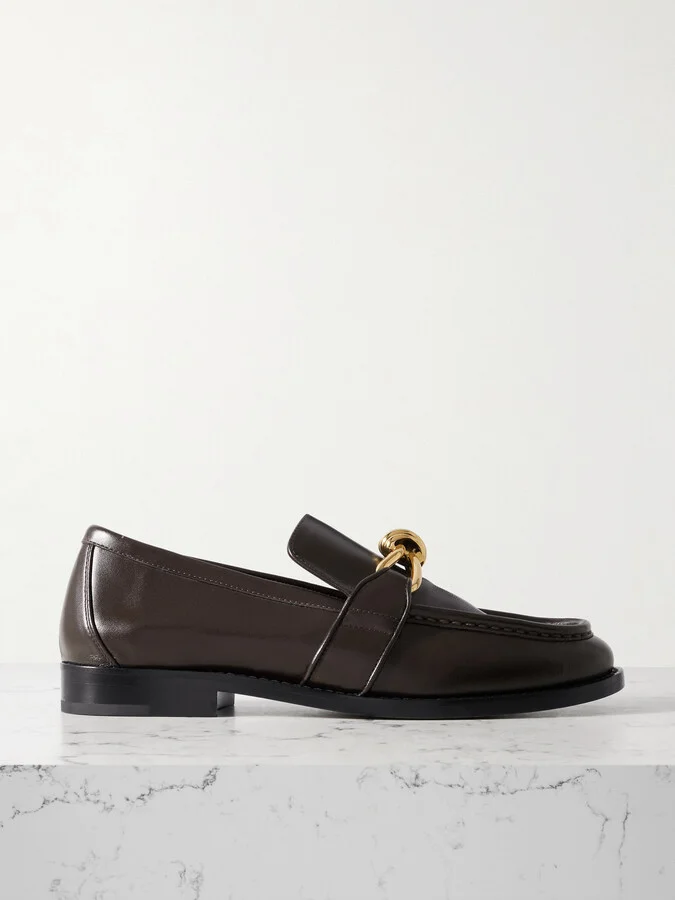 Bottega Veneta - Astaire Embellished Leather Loafers - Brown