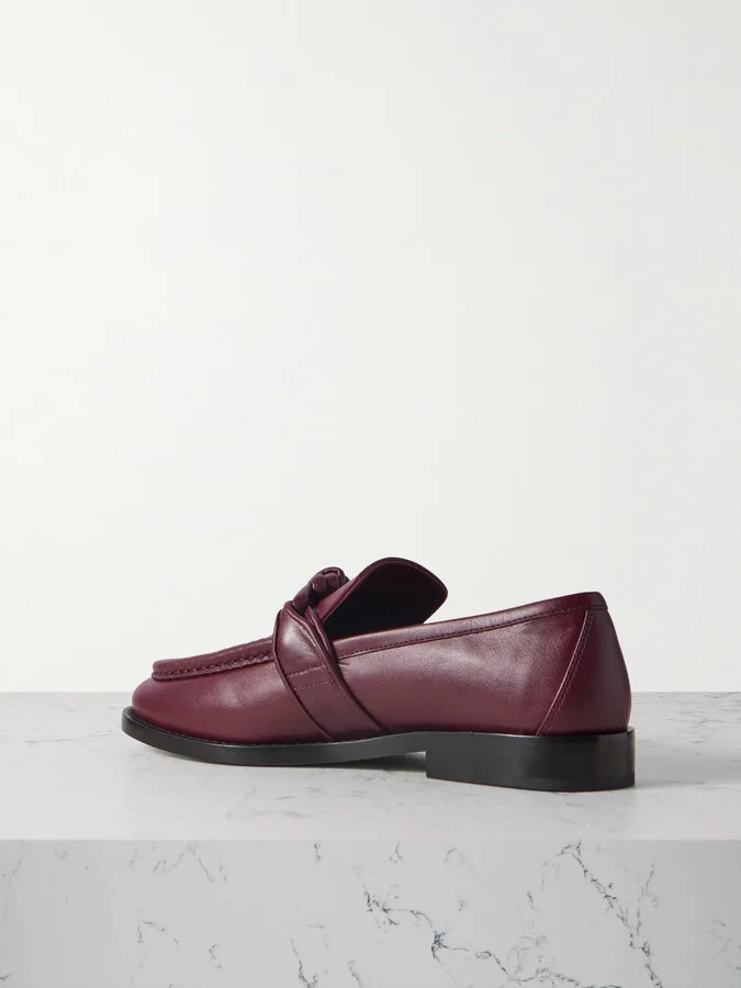Bottega Veneta - Astaire Embellished Leather Loafers - Burgundy - Image 3