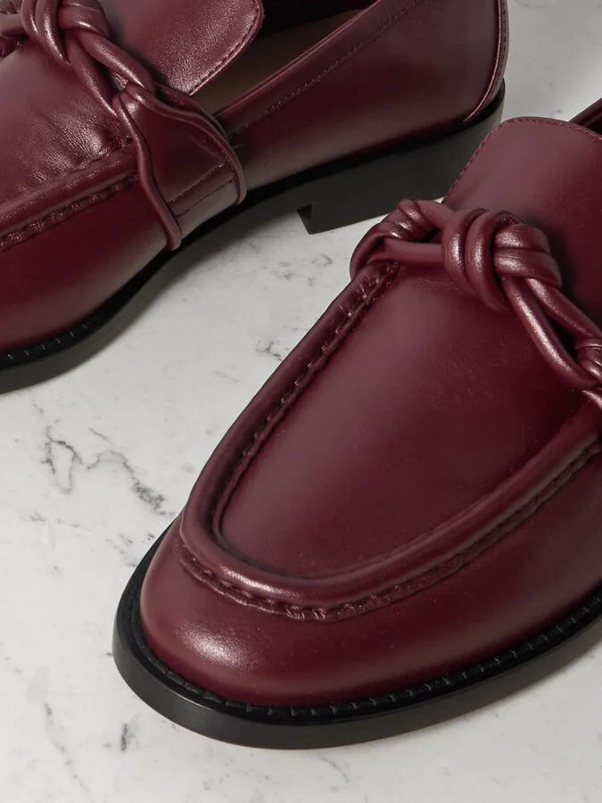 Bottega Veneta - Astaire Embellished Leather Loafers - Burgundy - Image 4