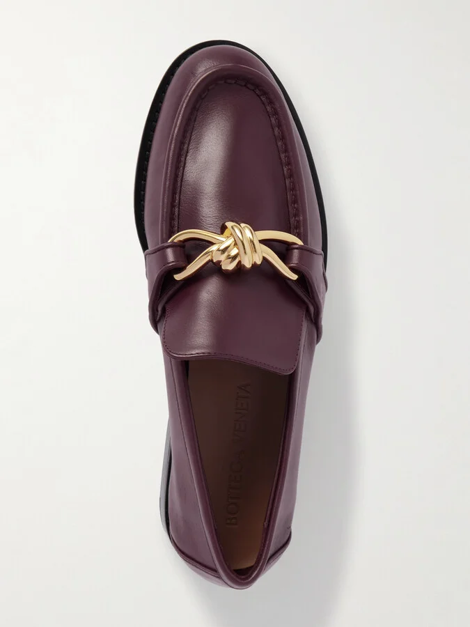 Bottega Veneta - Astaire Embellished Leather Loafers - Burgundy - Image 5
