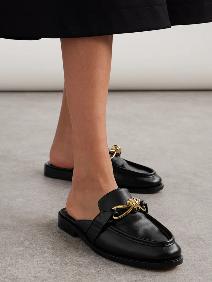 Bottega Veneta - Astaire Embellished Leather Slippers - Black - Image 2