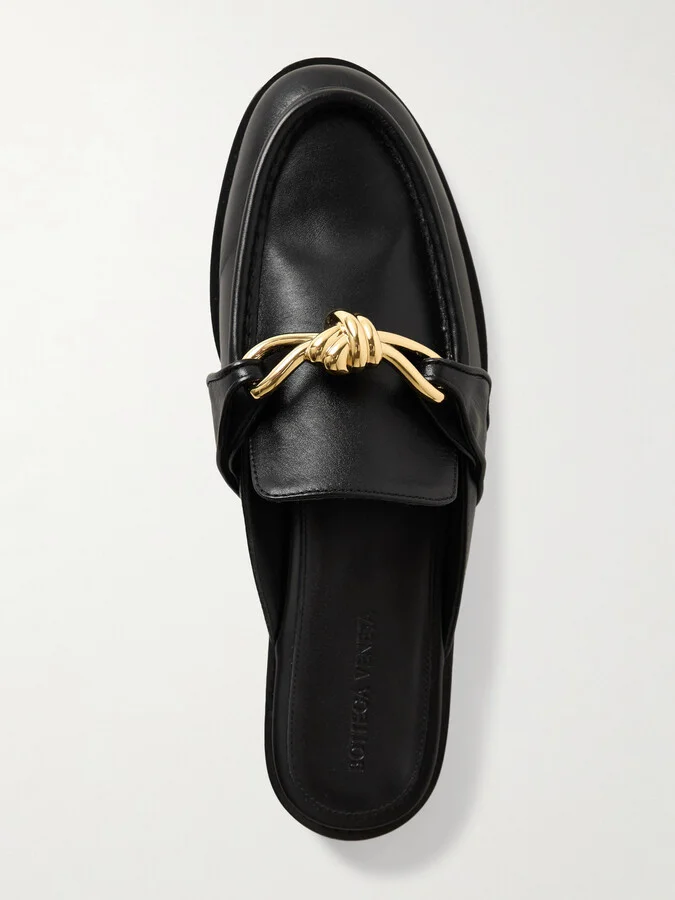 Bottega Veneta - Astaire Embellished Leather Slippers - Black - Image 5
