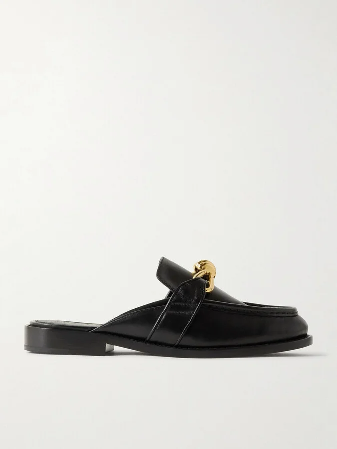 Bottega Veneta - Astaire Embellished Leather Slippers - Black