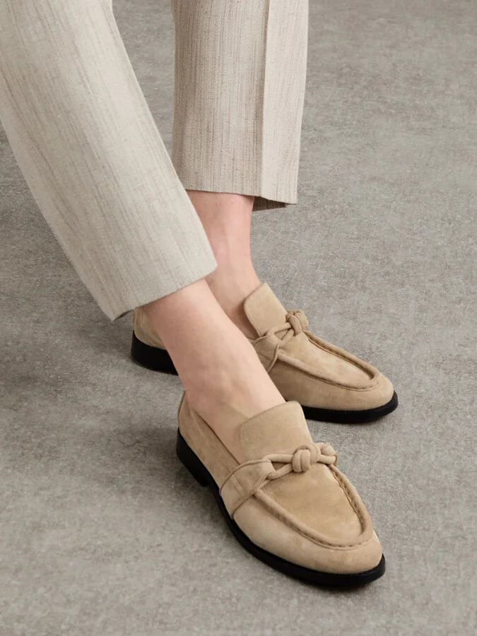 Bottega Veneta - Astaire Embellished Suede Loafers - Ecru - Image 2
