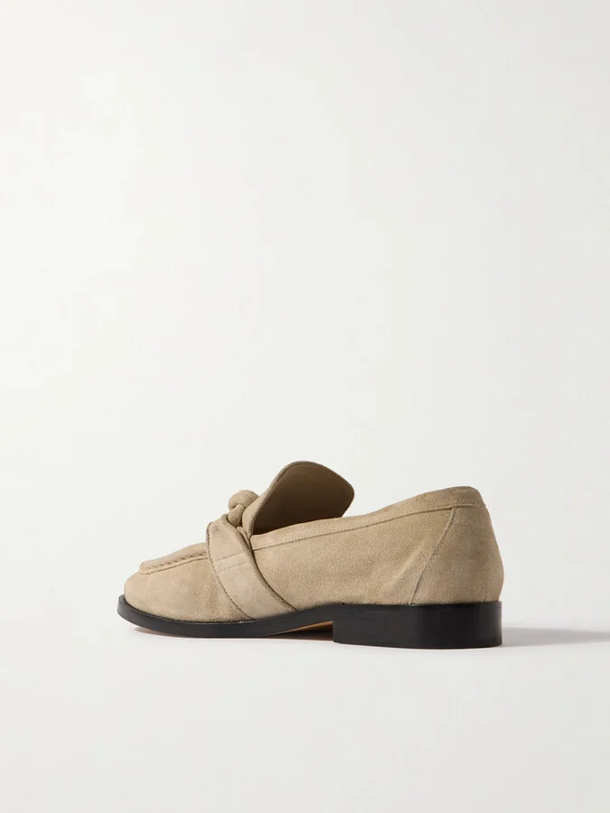Bottega Veneta - Astaire Embellished Suede Loafers - Ecru - Image 3