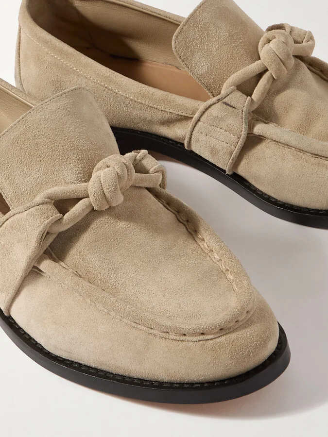 Bottega Veneta - Astaire Embellished Suede Loafers - Ecru - Image 4