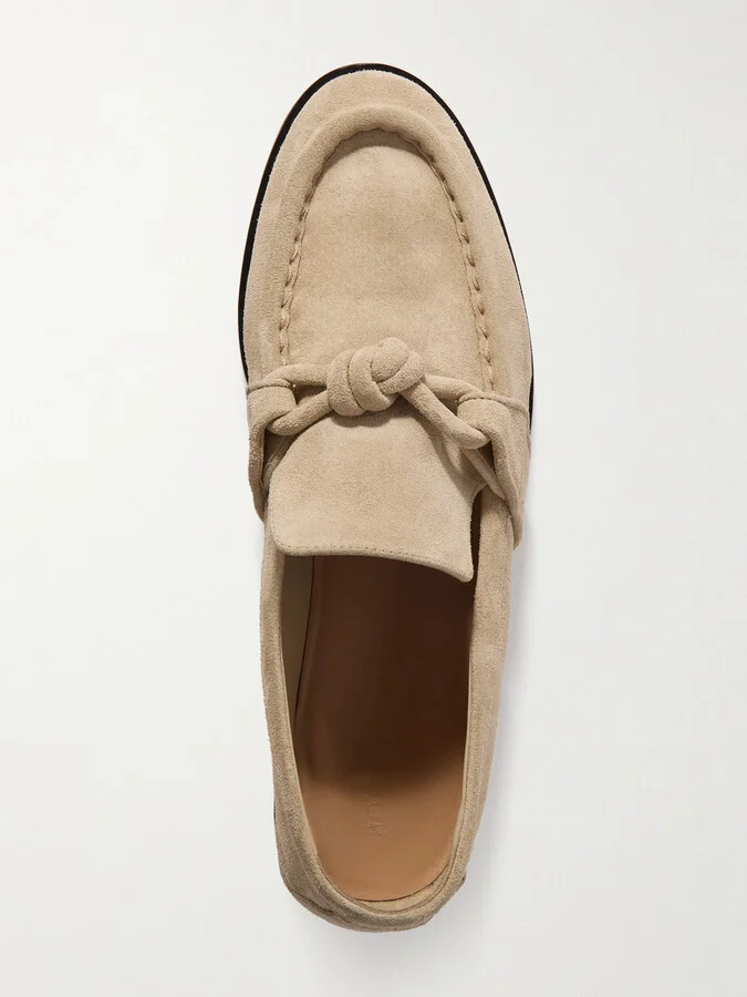 Bottega Veneta - Astaire Embellished Suede Loafers - Ecru - Image 5