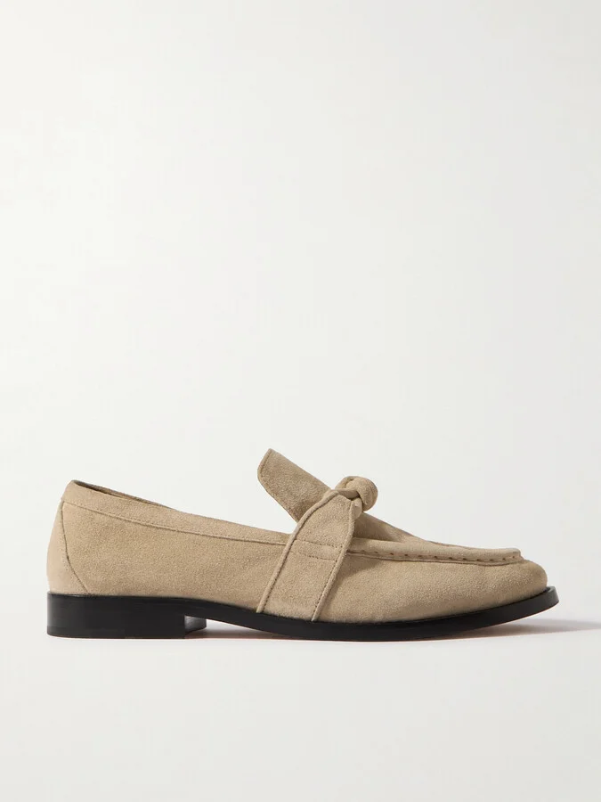 Bottega Veneta - Astaire Embellished Suede Loafers - Ecru