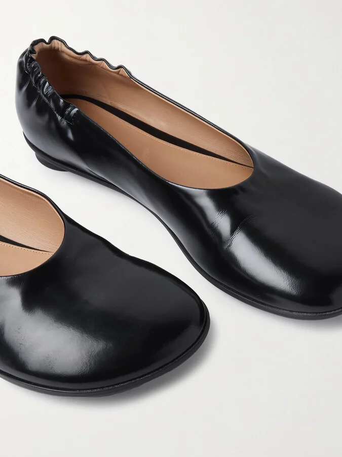 Bottega Veneta - Atomic Ballerina Glossed-leather Ballet Flats - Black - Image 4