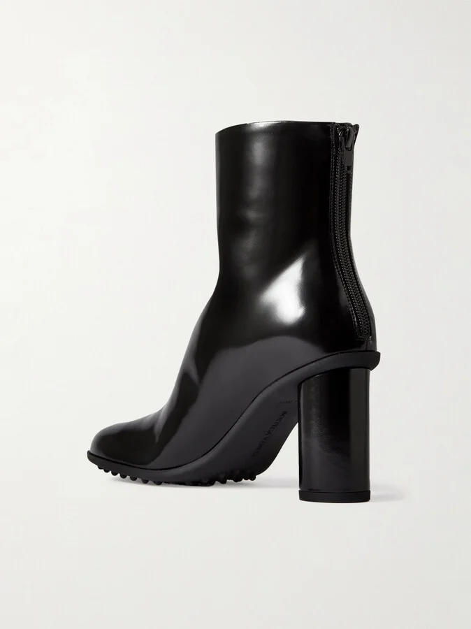 Bottega Veneta - Atomic Glossed-leather Ankle Boots - Black - Image 3