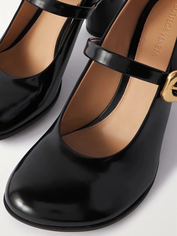 Bottega Veneta - Atomic Glossed-leather Mary Jane Pumps - Black - Image 4