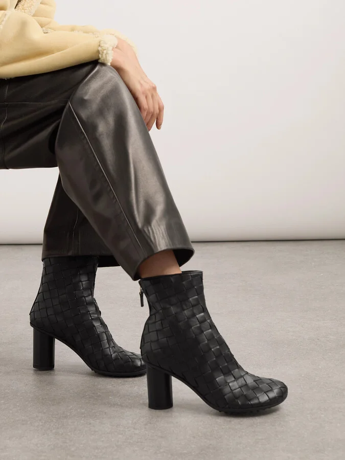 Bottega Veneta - Atomic Intrecciato Leather Ankle Boots - Black - Image 2