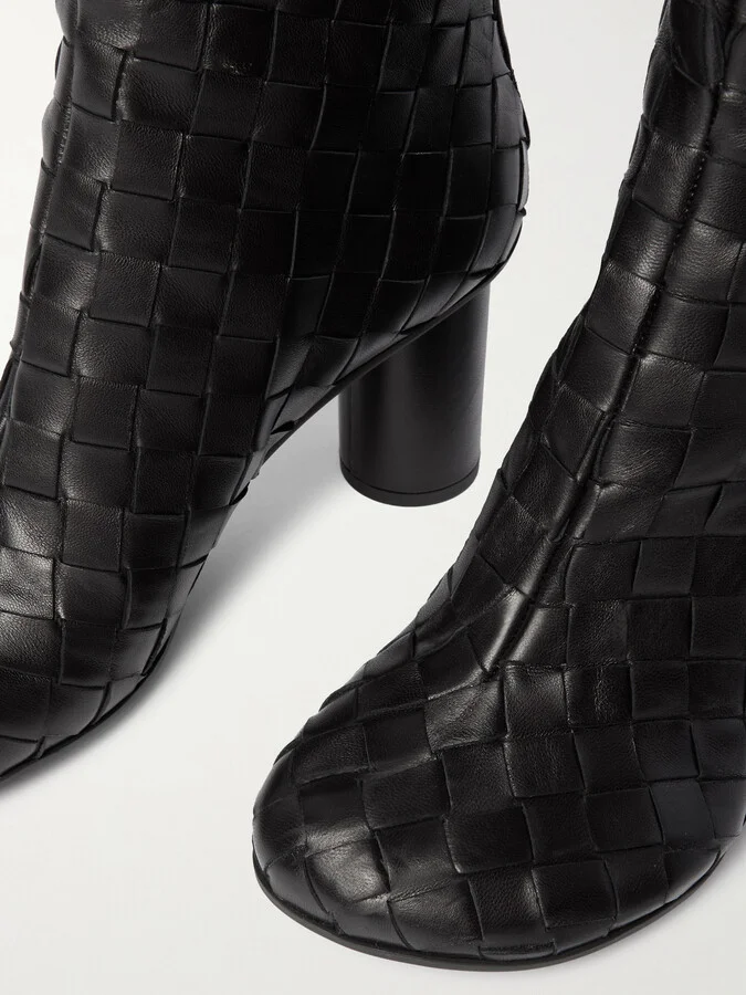 Bottega Veneta - Atomic Intrecciato Leather Ankle Boots - Black - Image 4