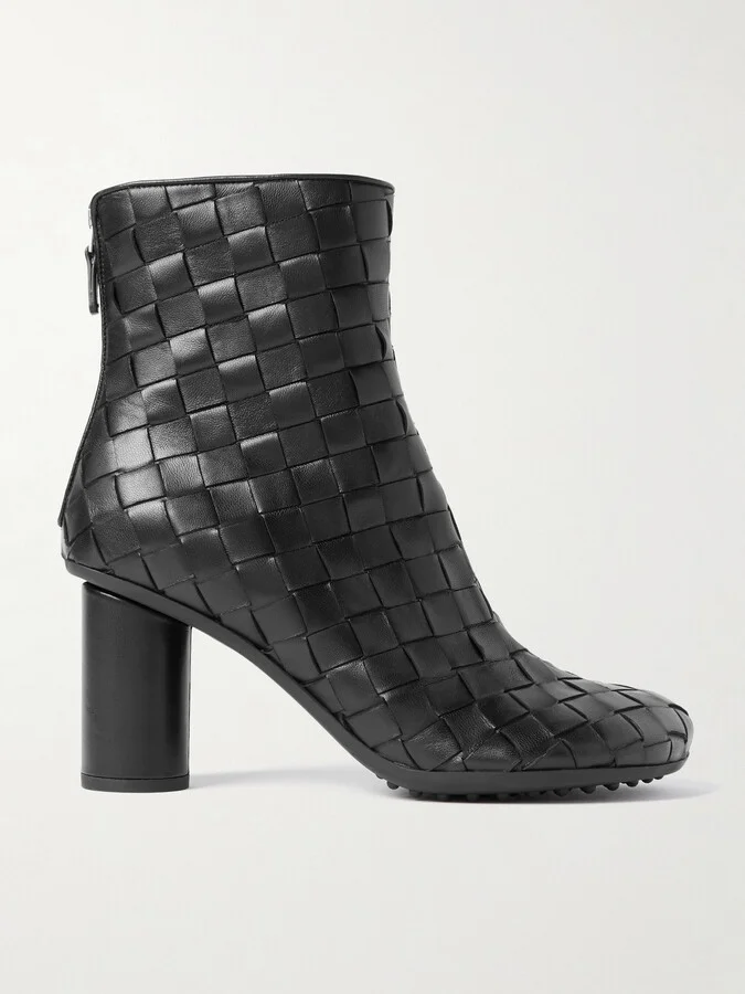 Bottega Veneta - Atomic Intrecciato Leather Ankle Boots - Black