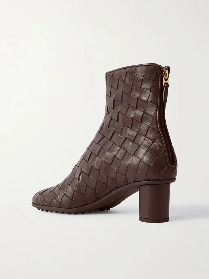 Bottega Veneta - Atomic Intrecciato Leather Ankle Boots - Brown - Image 3