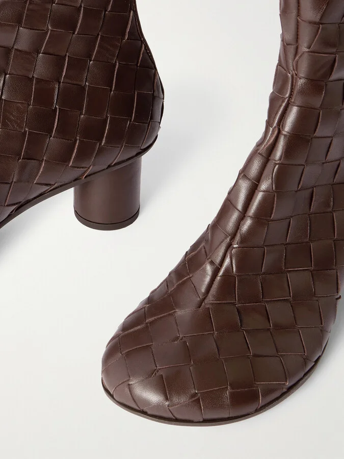 Bottega Veneta - Atomic Intrecciato Leather Ankle Boots - Brown - Image 4