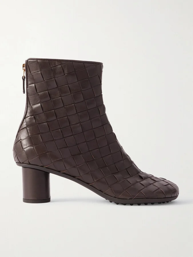Bottega Veneta - Atomic Intrecciato Leather Ankle Boots - Brown
