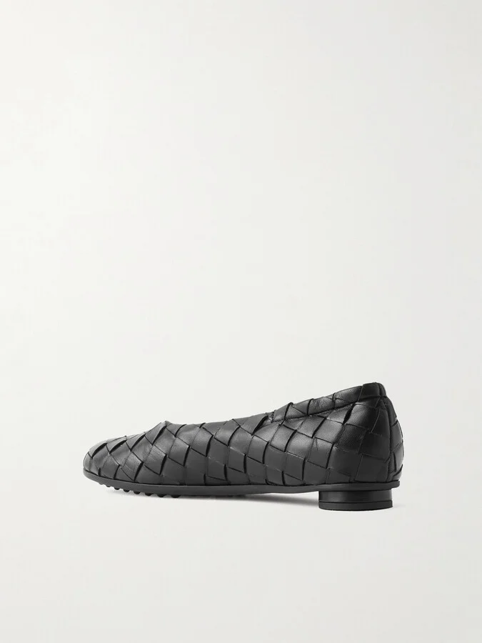 Bottega Veneta - Atomic Intrecciato Leather Ballet Flats - Black - Image 3