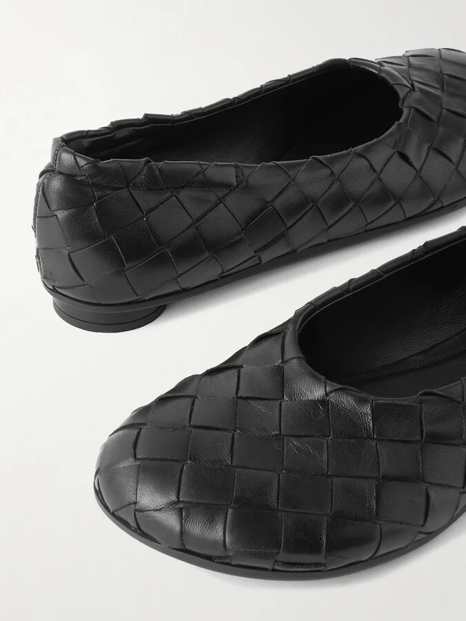 Bottega Veneta - Atomic Intrecciato Leather Ballet Flats - Black - Image 4