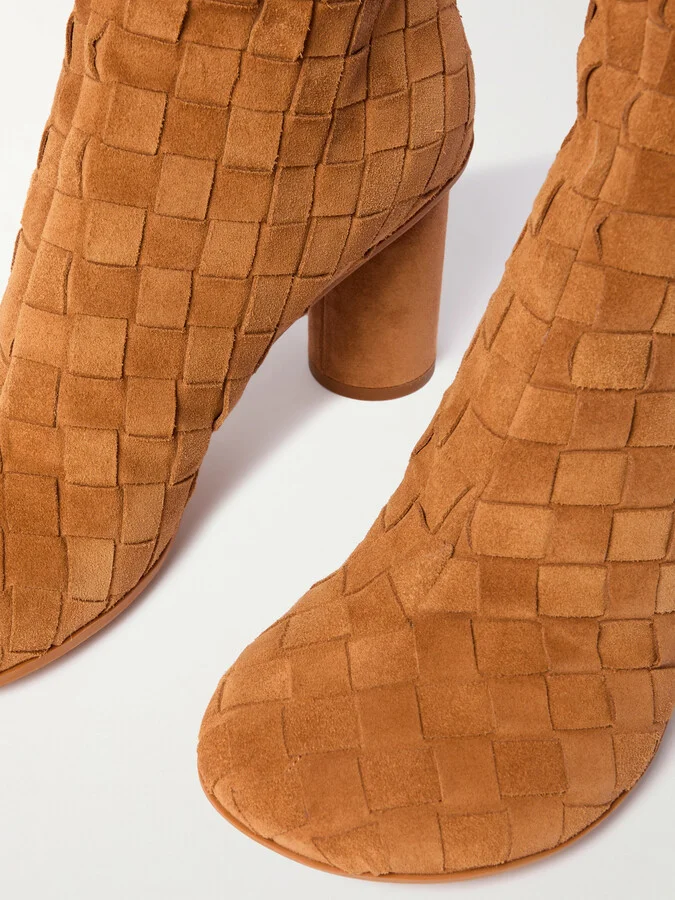 Bottega Veneta - Atomic Intrecciato Suede Ankle Boots - Brown - Image 4