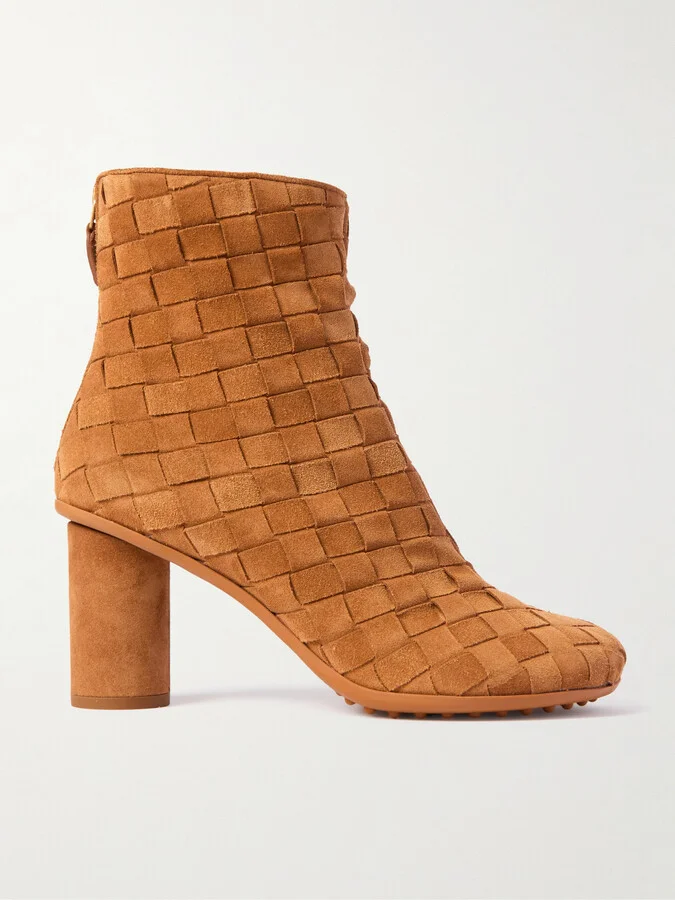 Bottega Veneta - Atomic Intrecciato Suede Ankle Boots - Brown