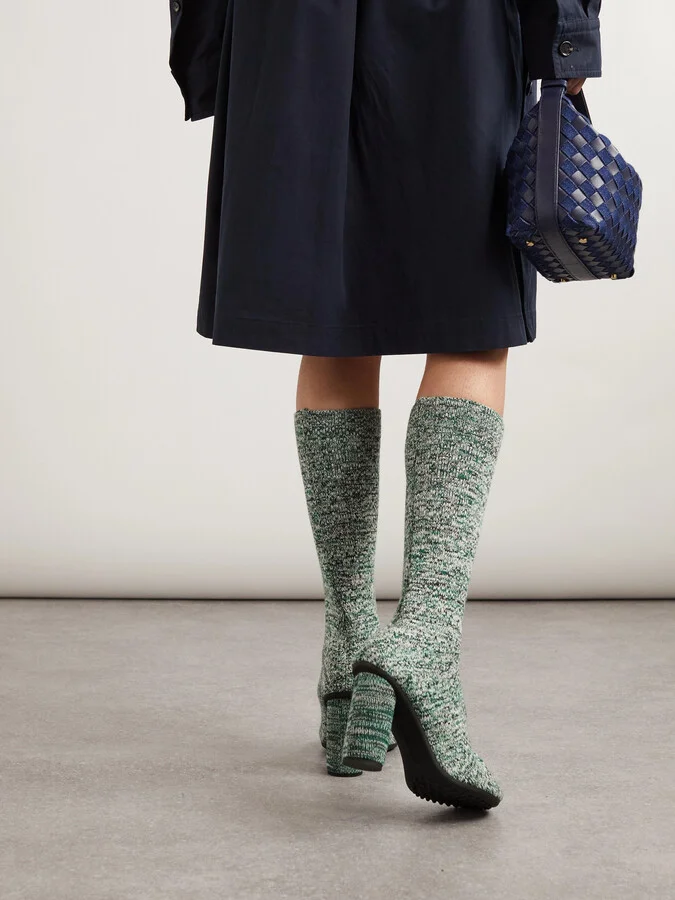 Bottega Veneta - Atomic Ribbed-knit Knee Boots - Green - Image 2