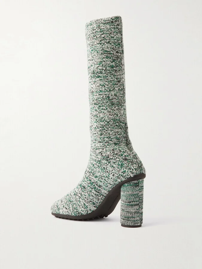 Bottega Veneta - Atomic Ribbed-knit Knee Boots - Green - Image 3