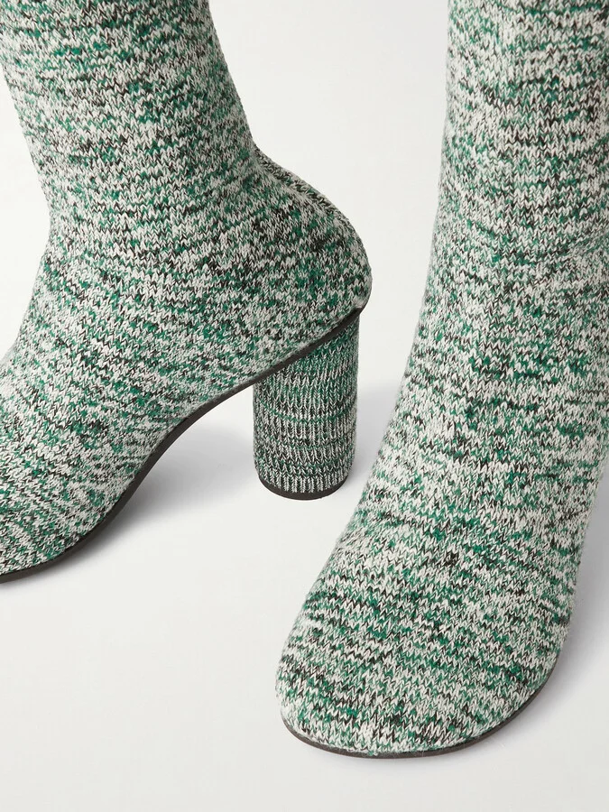 Bottega Veneta - Atomic Ribbed-knit Knee Boots - Green - Image 4