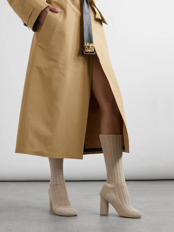 Bottega Veneta - Atomic Ribbed-knit Knee-boots - Neutrals - Image 2