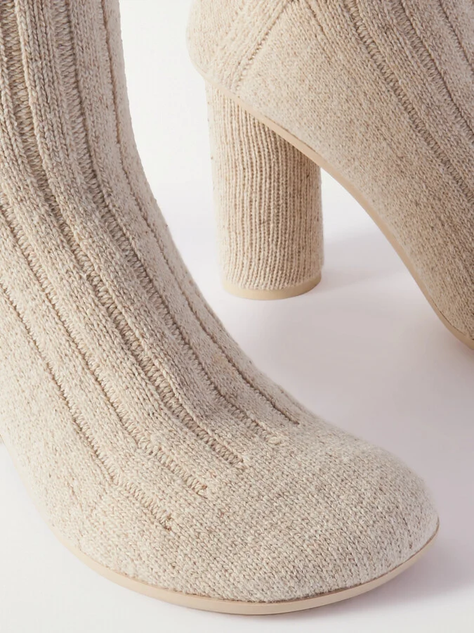 Bottega Veneta - Atomic Ribbed-knit Knee-boots - Neutrals - Image 4