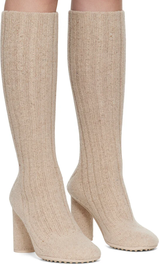 Bottega Veneta Beige Atomic Boots - Image 4