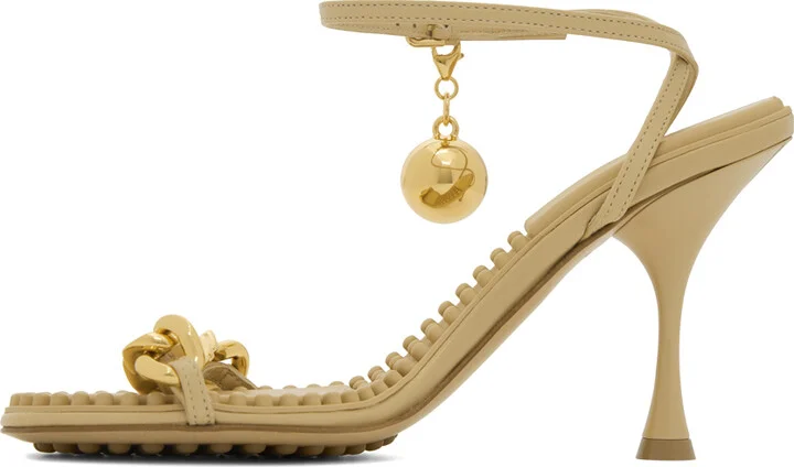 Bottega Veneta Beige Dot Heeled Sandals - Image 3