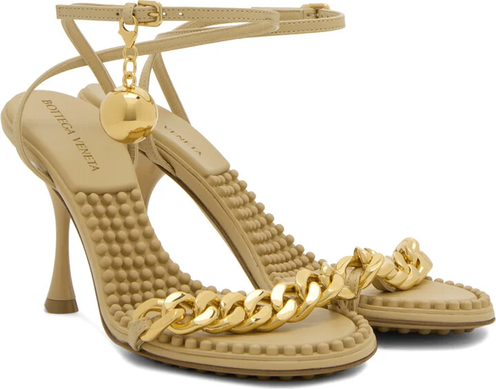 Bottega Veneta Beige Dot Heeled Sandals - Image 4