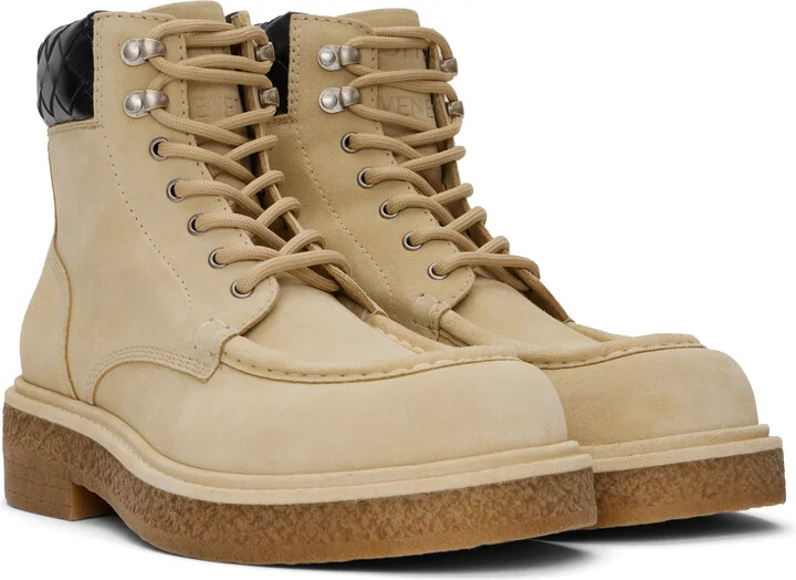 Bottega Veneta Beige Haddock Lace-Up Ankle Boots - Image 4