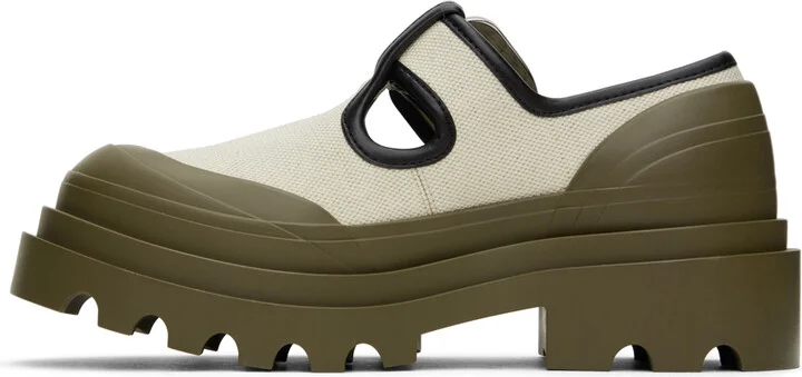 Bottega Veneta Beige & Khaki Trek Mary-Jane Loafers - Image 3