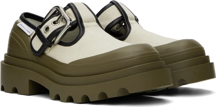 Bottega Veneta Beige & Khaki Trek Mary-Jane Loafers - Image 4