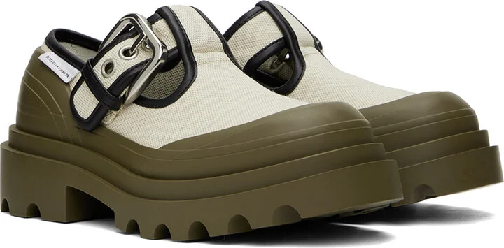 Bottega Veneta Beige & Khaki Trek Mary-Jane Loafers - Image 4