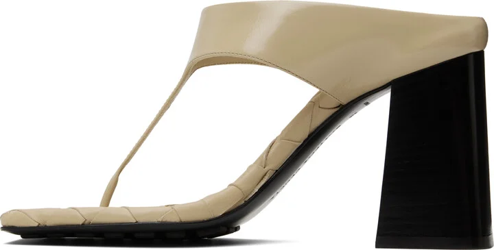 Bottega Veneta Beige Marella Thong Heeled Sandals - Image 3