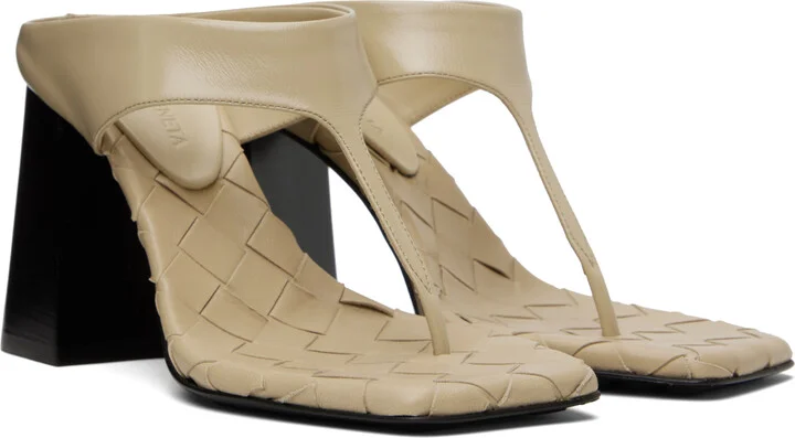 Bottega Veneta Beige Marella Thong Heeled Sandals - Image 4